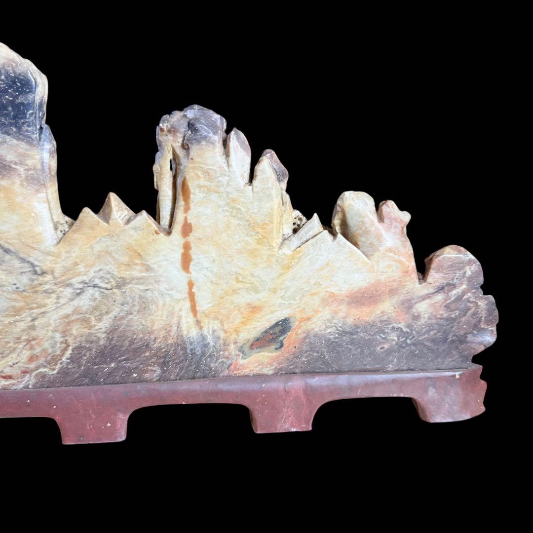 【レア品】特大山水風景石　寿山石　風景彫刻　骨董　ヴィンテージ　中国