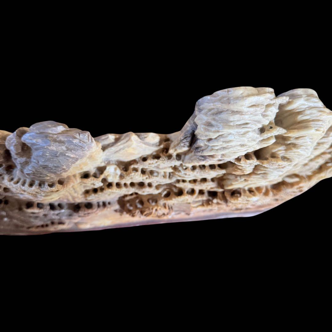 【レア品】特大山水風景石　寿山石　風景彫刻　骨董　ヴィンテージ　中国