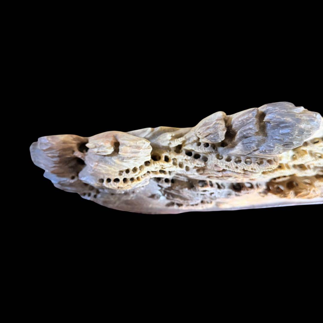 【レア品】特大山水風景石　寿山石　風景彫刻　骨董　ヴィンテージ　中国