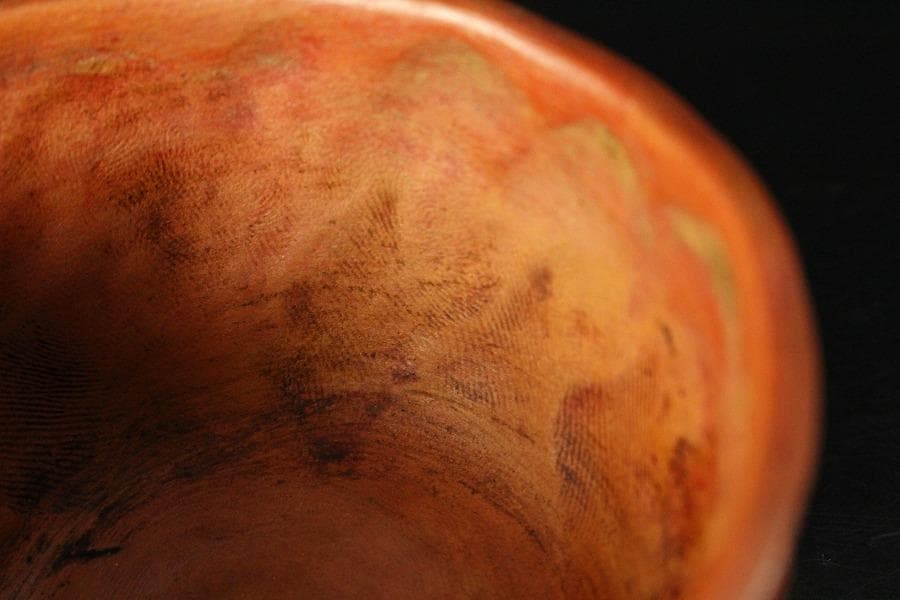 古い 西洋陶磁 朱泥 人物紋 茶器 桑蓋 茶道具伝来(K-YC381)