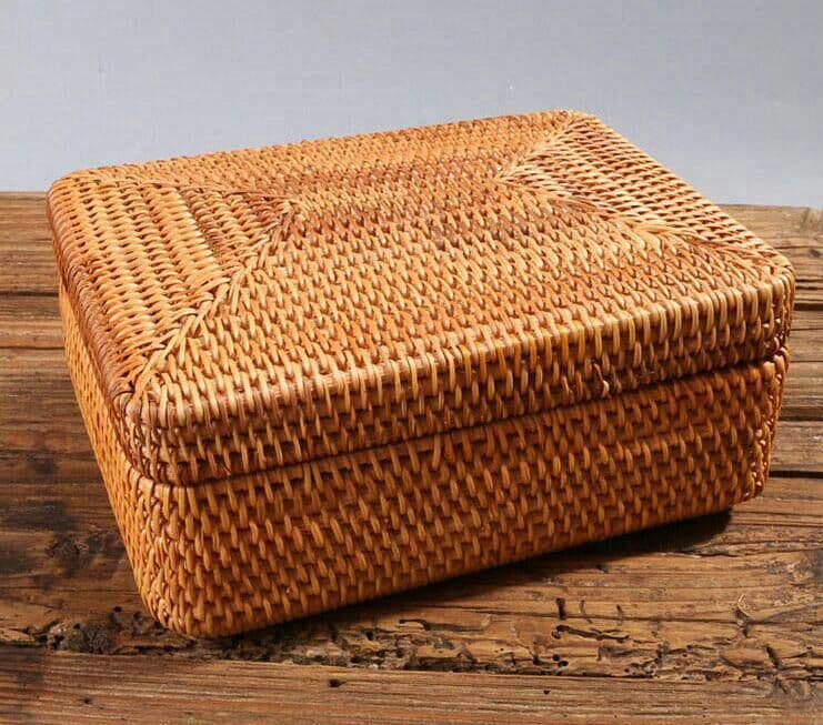 送料無料 収納ケース 藤編 茶道具 ピクニック 小物入れ籠 便攜 弁当!6