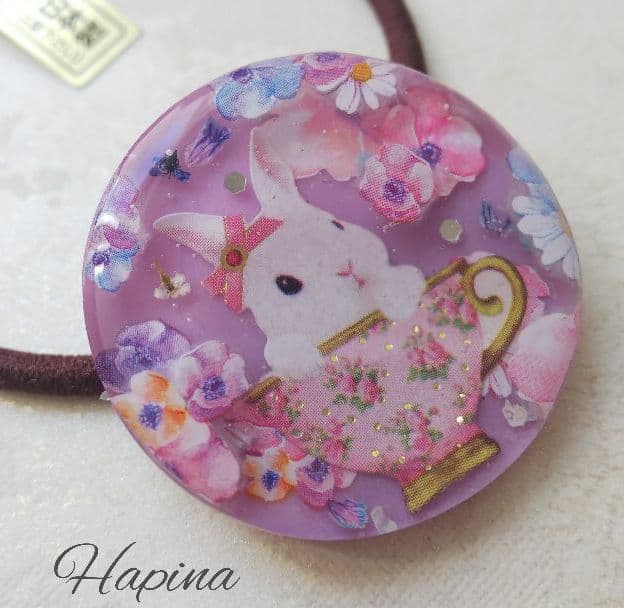 ティーカップうさちゃんラウンドレジンヘアゴム