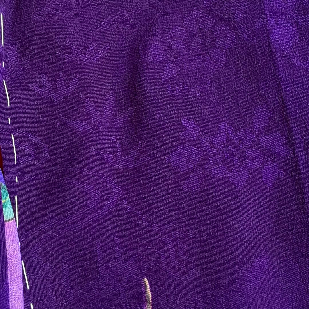 市松人形 8号(32cm)サイズの着物　比翼仕立て　紫地模様　梅椿　う