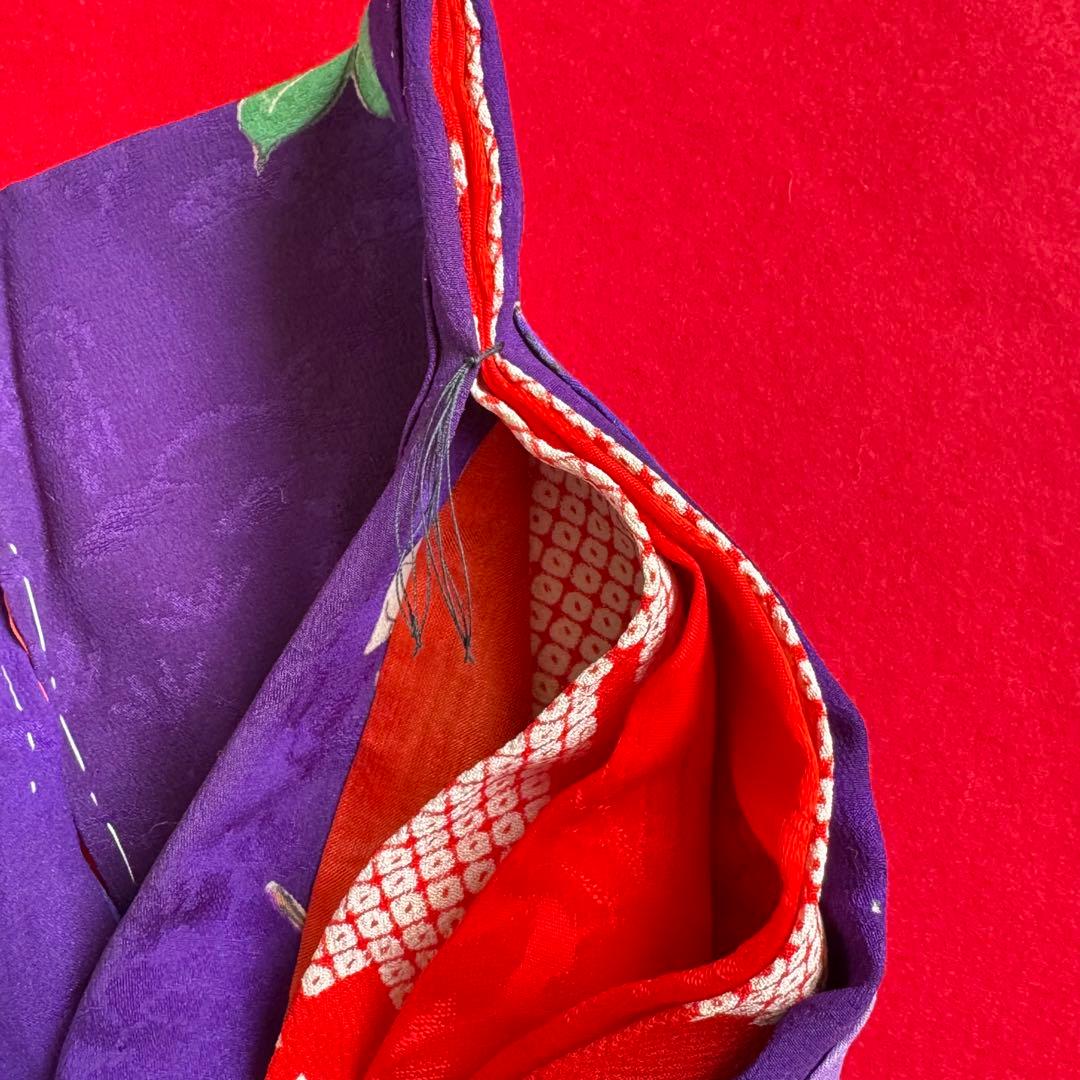 市松人形 8号(32cm)サイズの着物　比翼仕立て　紫地模様　梅椿　う