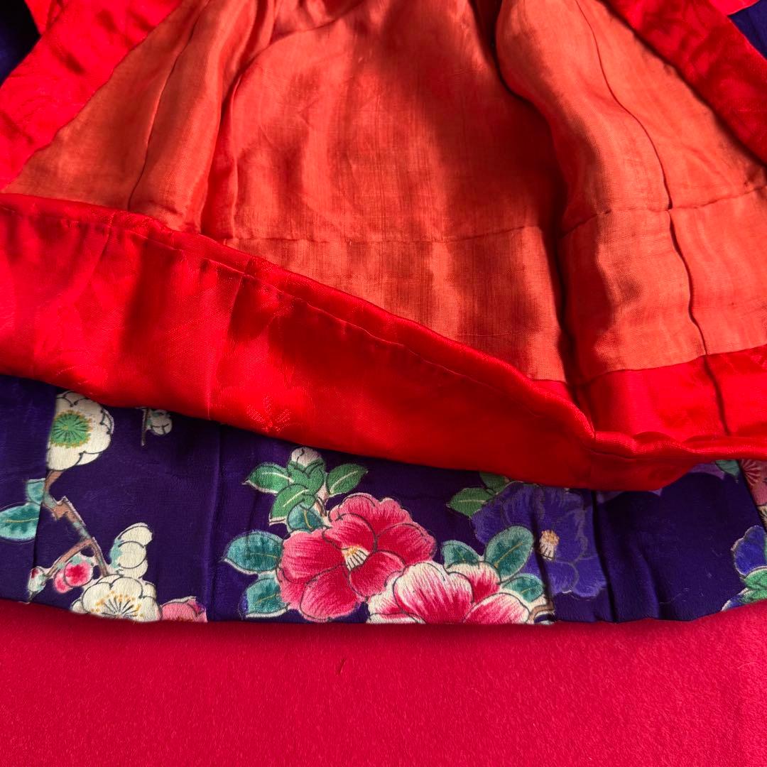 市松人形 8号(32cm)サイズの着物　比翼仕立て　紫地模様　梅椿　う