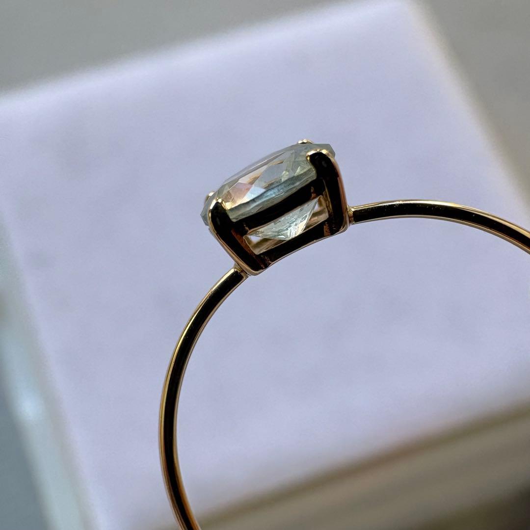 k10 YG グリーンベリル　15号　6mm ラウンド　リング　指輪