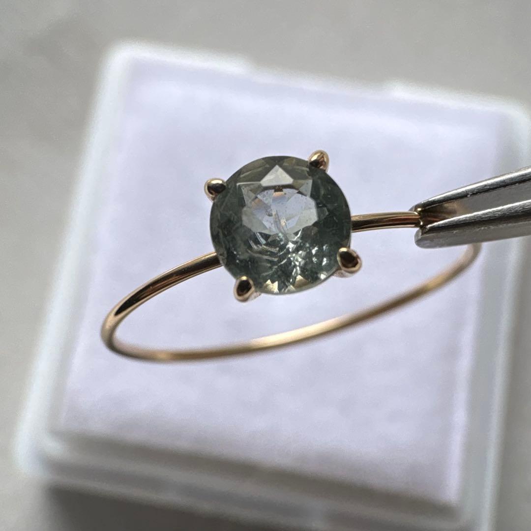 k10 YG グリーンベリル　15号　6mm ラウンド　リング　指輪