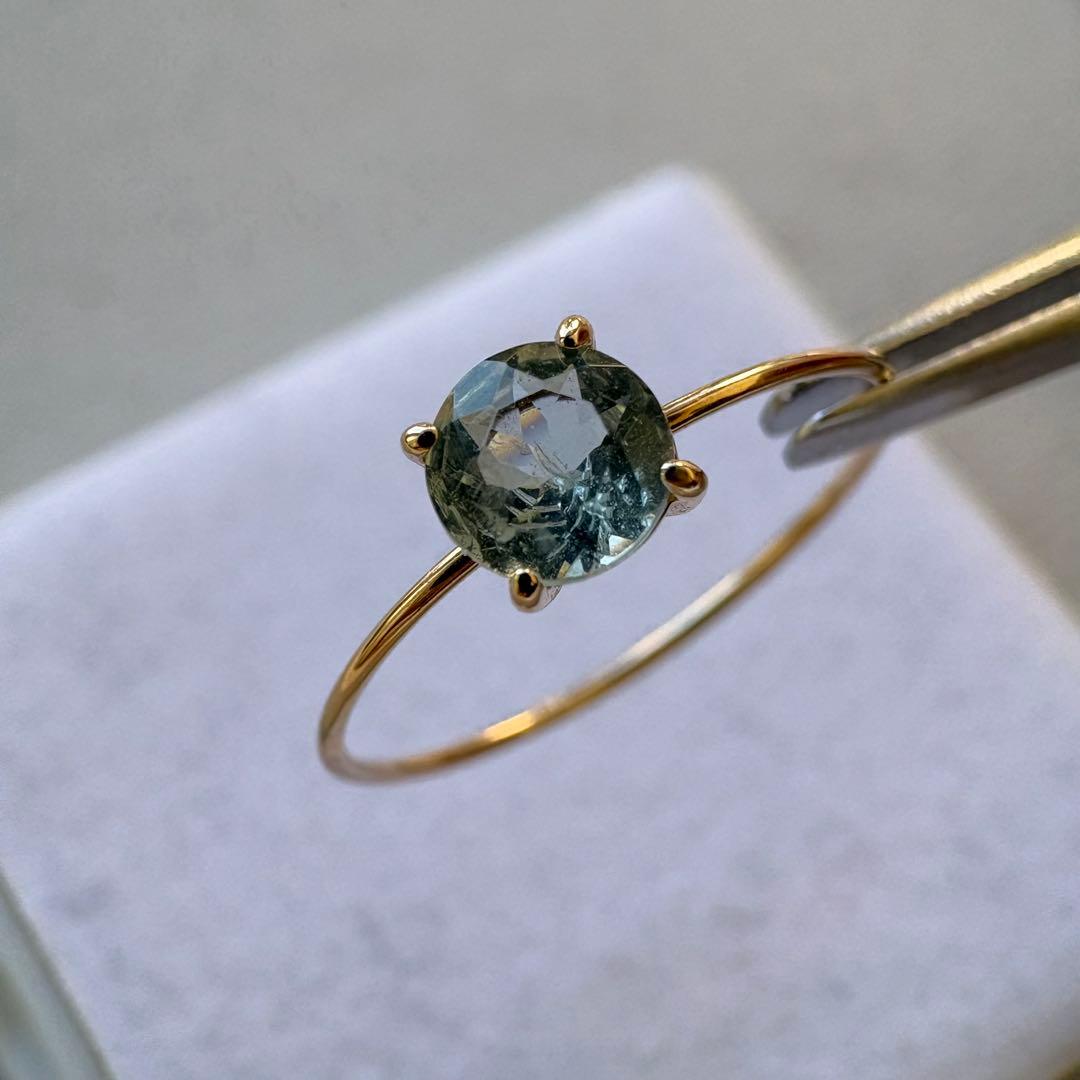 k10 YG グリーンベリル　15号　6mm ラウンド　リング　指輪