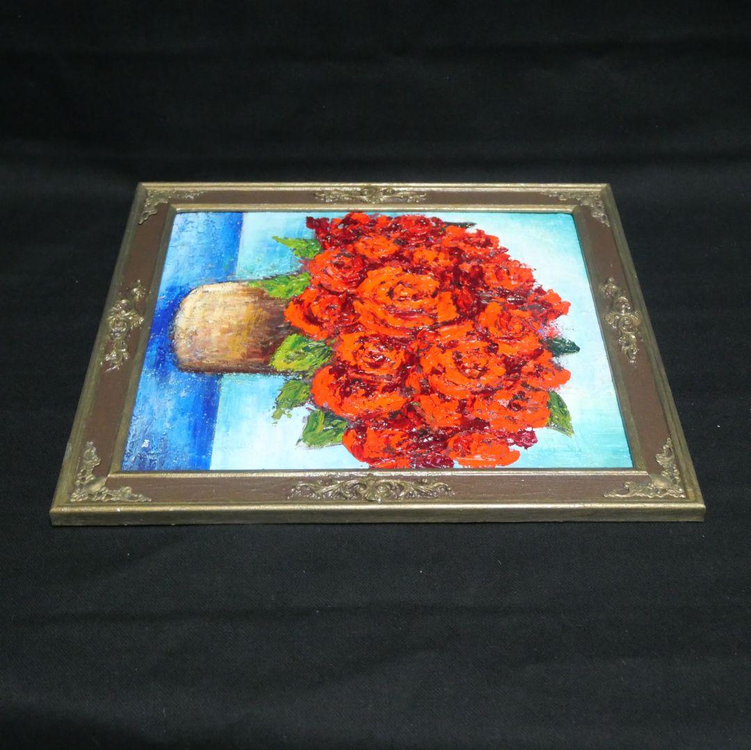 油絵 油彩 油彩画 絵 絵画【赤い薔薇】