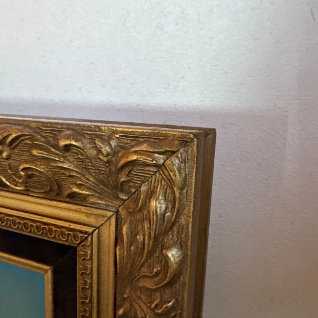 風景画 油彩画 湖畔の家