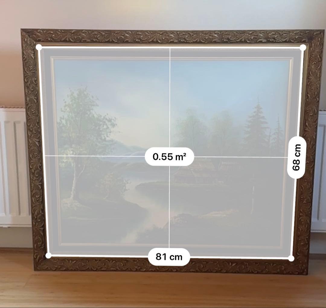 風景画 油彩画 湖畔の家