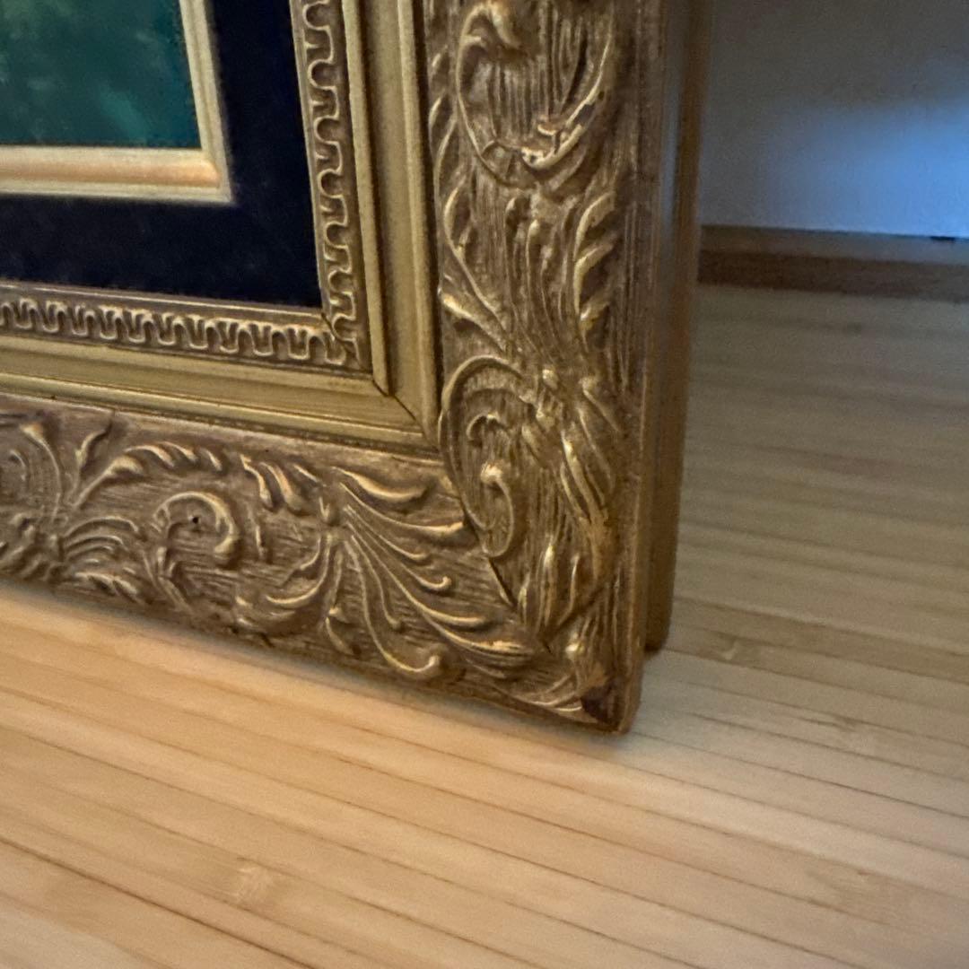 風景画 油彩画 湖畔の家