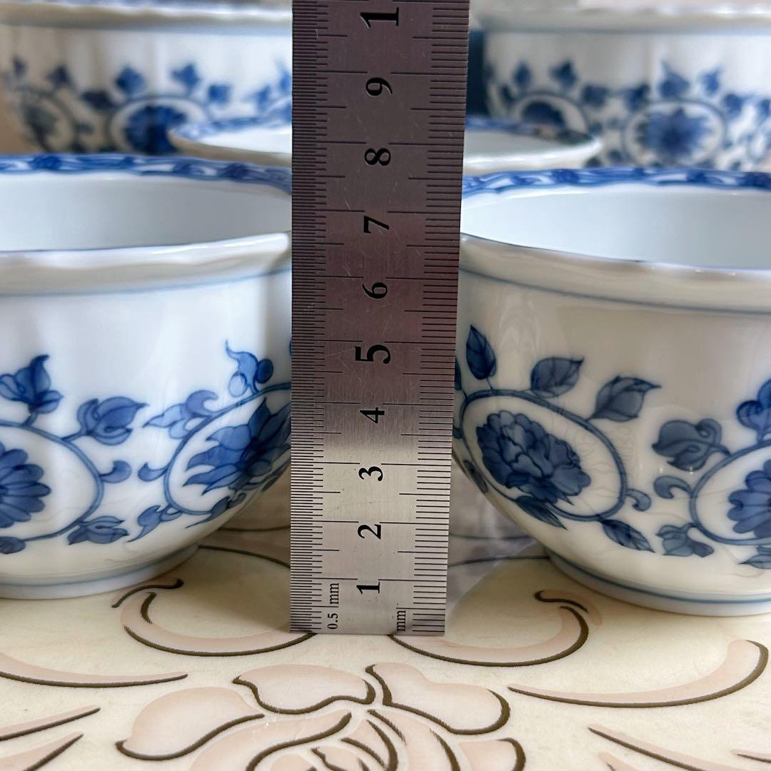 美濃焼　前畑　庫山窯　染付菊紋　小鉢揃　5枚セット　マルチボウル　ブルー　煮物鉢