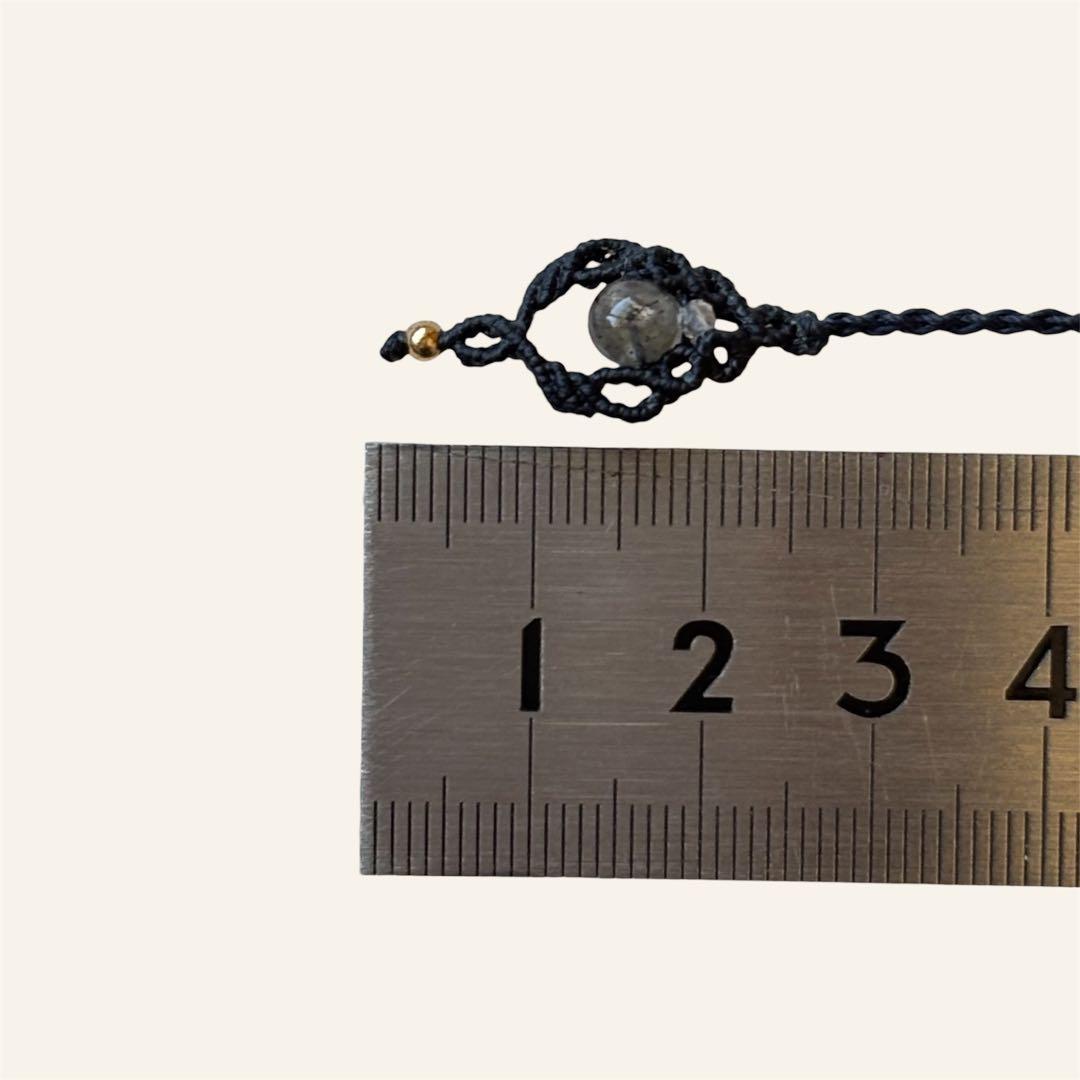 天然石マクラメネックレス ホワイトラブラドライト×アメジスト 紺色 コード