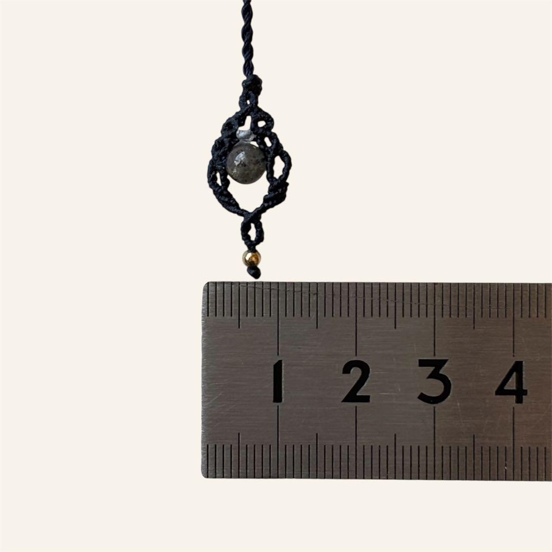 天然石マクラメネックレス ホワイトラブラドライト×アメジスト 紺色 コード