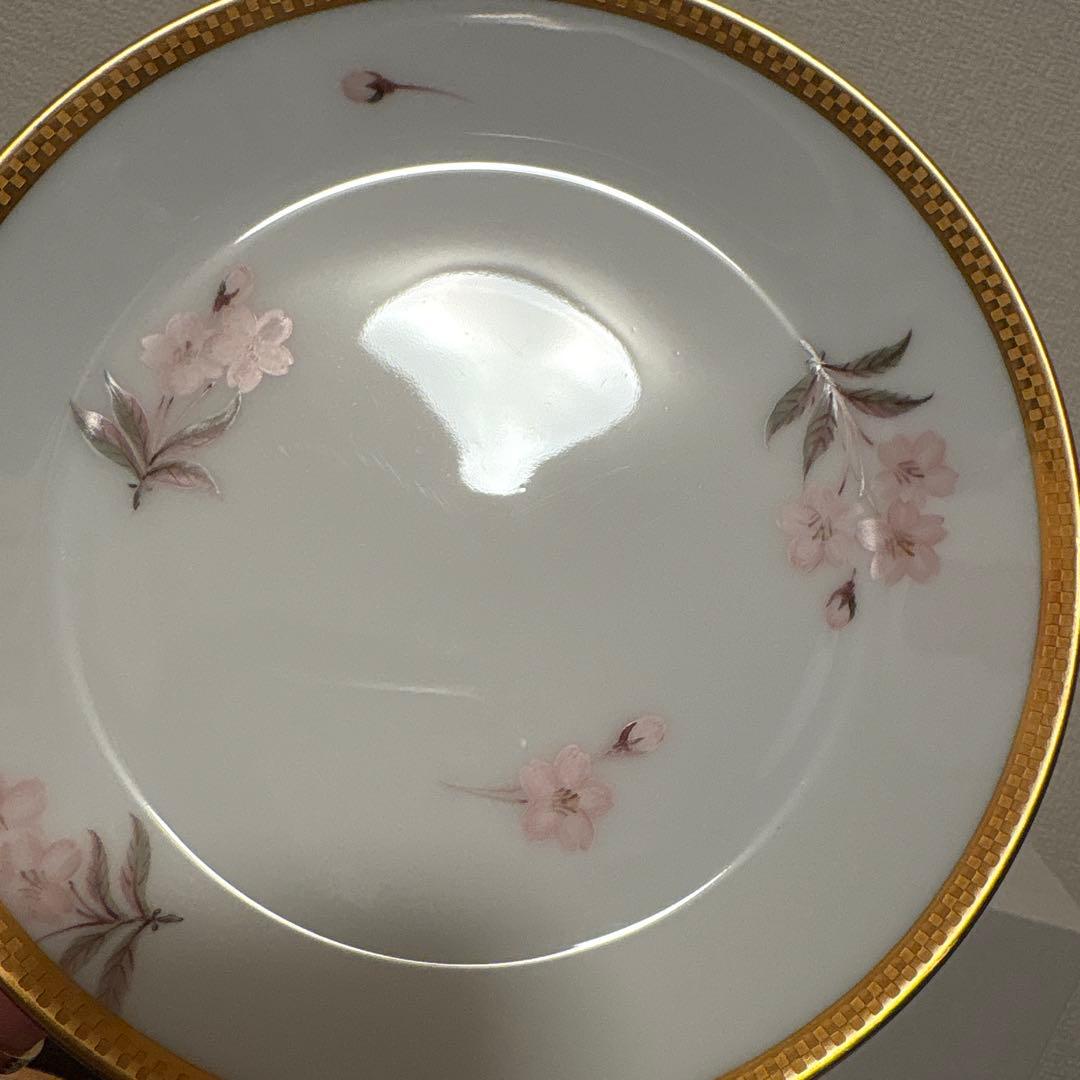 大倉陶園　歳時記シリーズ　桜　市松金彩金蝕　デザートプレート　17cm
