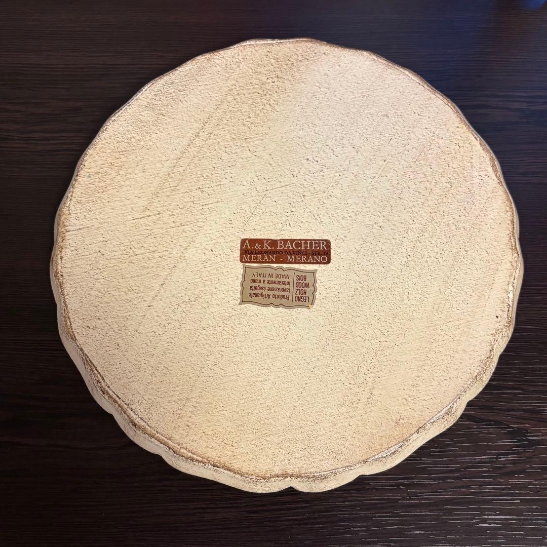 【イタリア】すみれ 木製 トレイ シャビーシック ヴィンテージストック 花リム