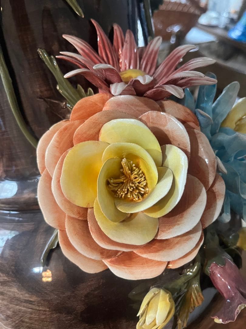 イタリア製 カポディモンテ フラワーベース 花瓶 置物 インテリア アンティーク