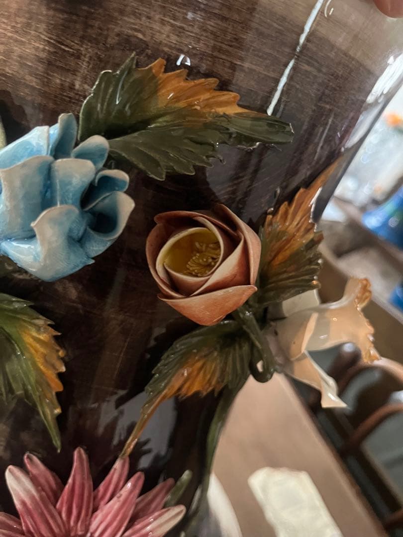 イタリア製 カポディモンテ フラワーベース 花瓶 置物 インテリア アンティーク