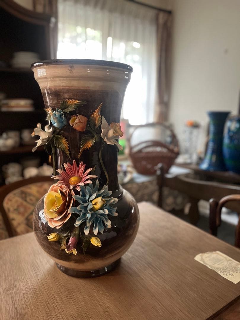 イタリア製 カポディモンテ フラワーベース 花瓶 置物 インテリア アンティーク