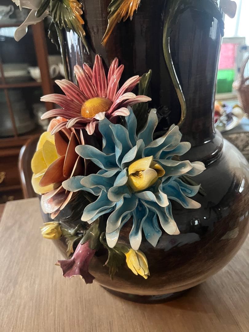 イタリア製 カポディモンテ フラワーベース 花瓶 置物 インテリア アンティーク