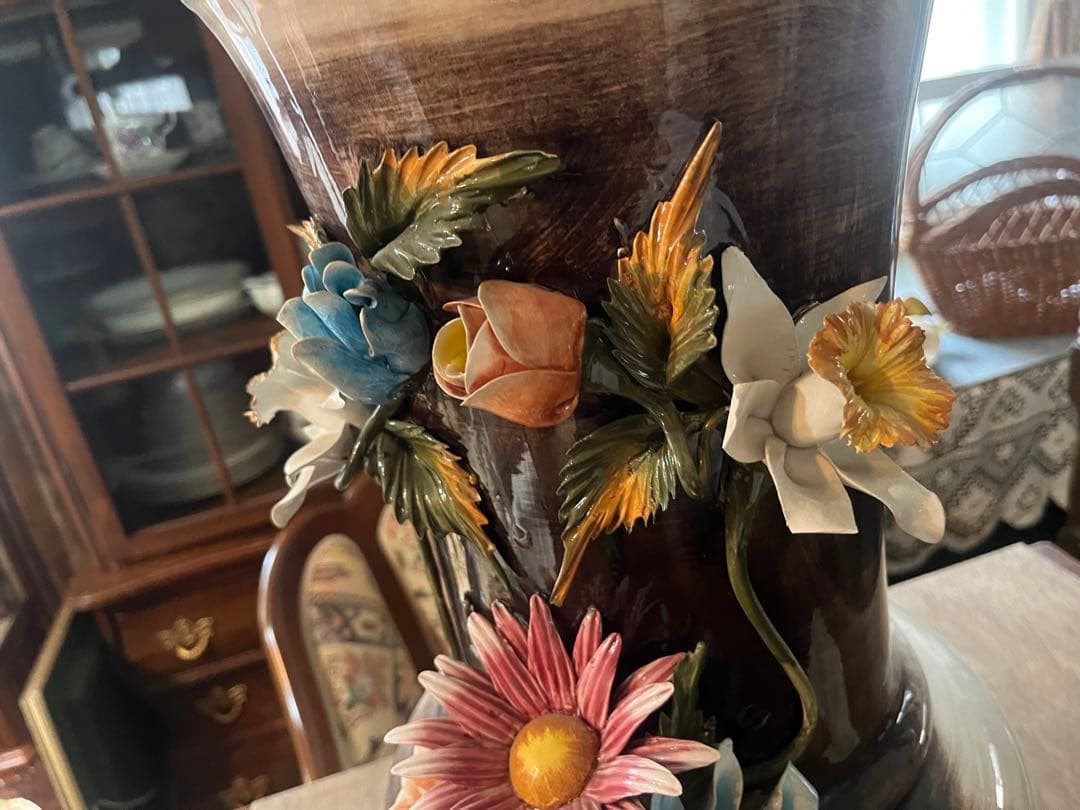 イタリア製 カポディモンテ フラワーベース 花瓶 置物 インテリア アンティーク