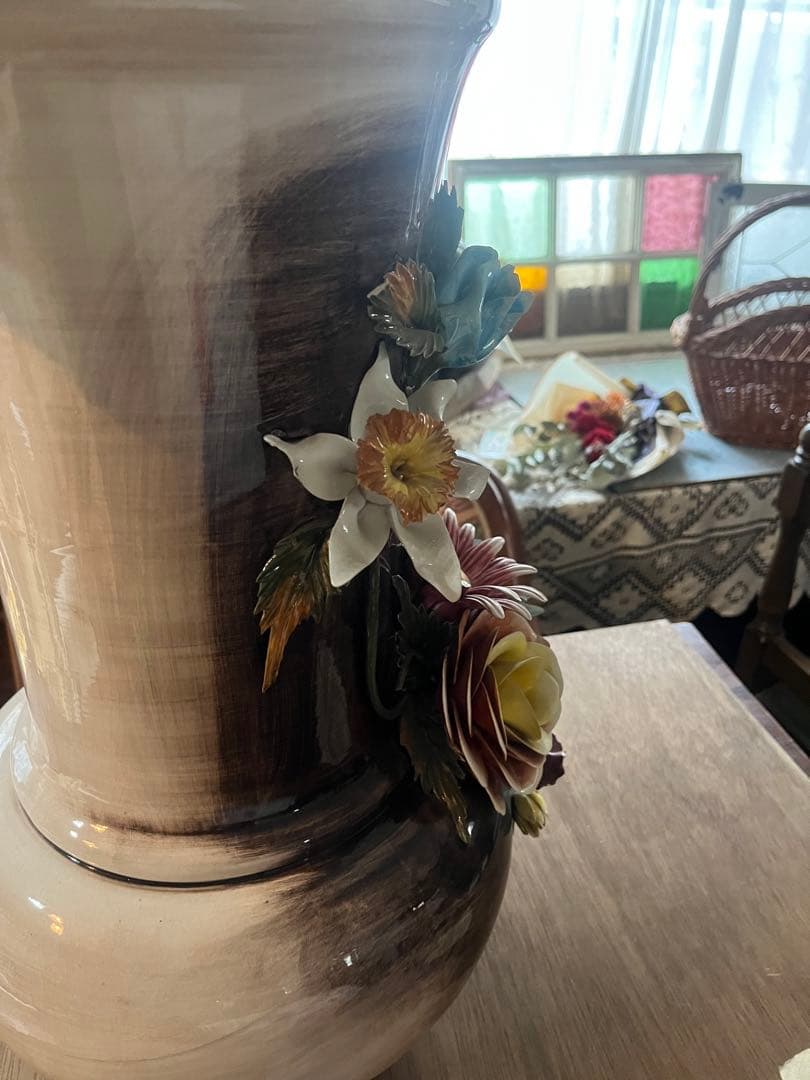 イタリア製 カポディモンテ フラワーベース 花瓶 置物 インテリア アンティーク