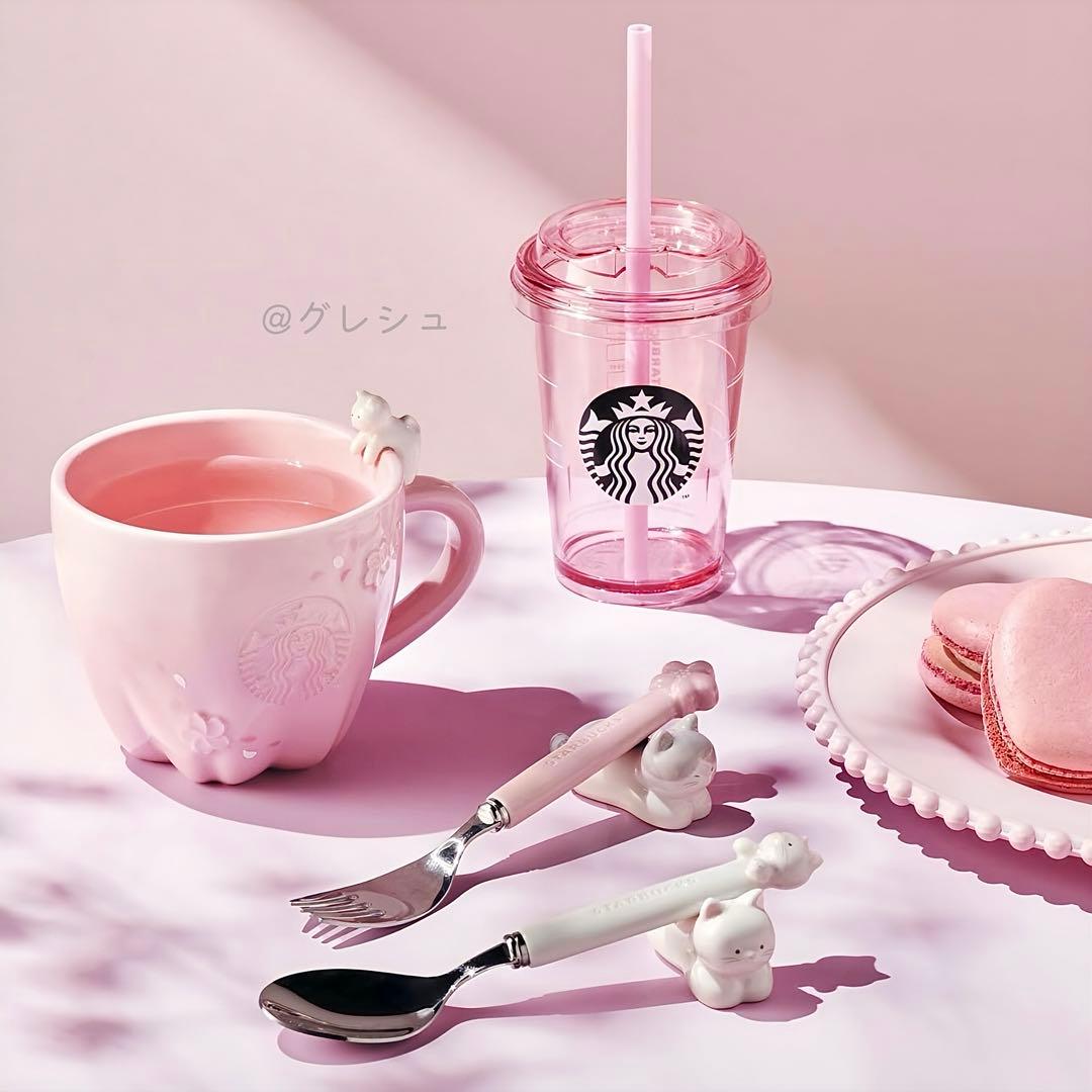【韓国限定】スターバックス サクラシリーズ キャット カトラリーセット 2P 猫