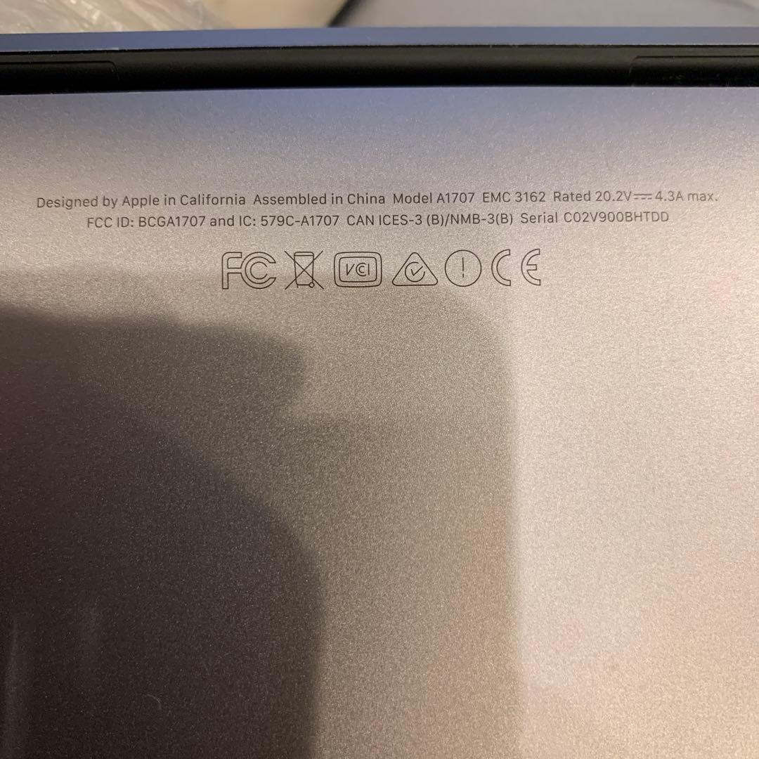 MacBook Pro 15-inch, 2017 スペースグレイ　A1707