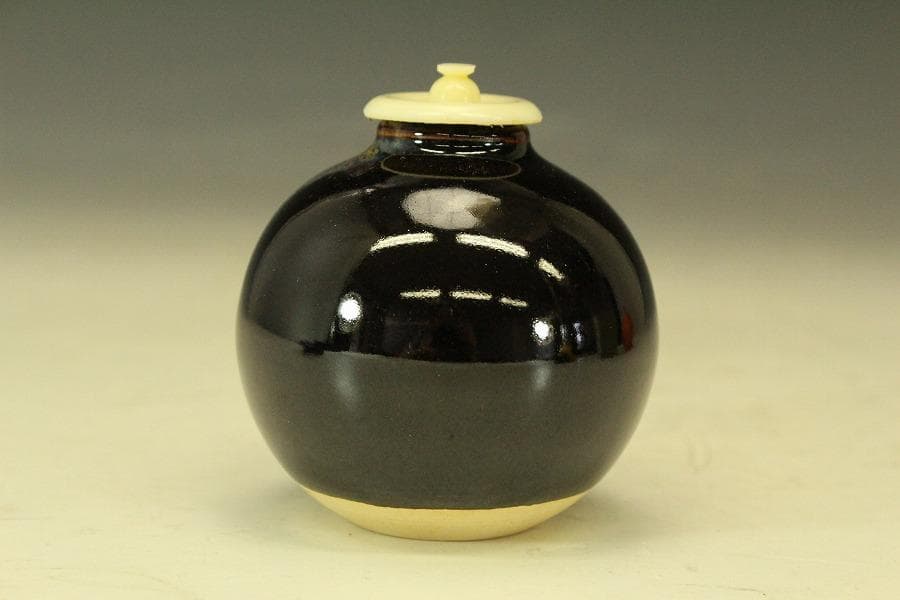 茶道具 唐物 彷古 文淋茶入 藤種緞子 仕服(RC934)