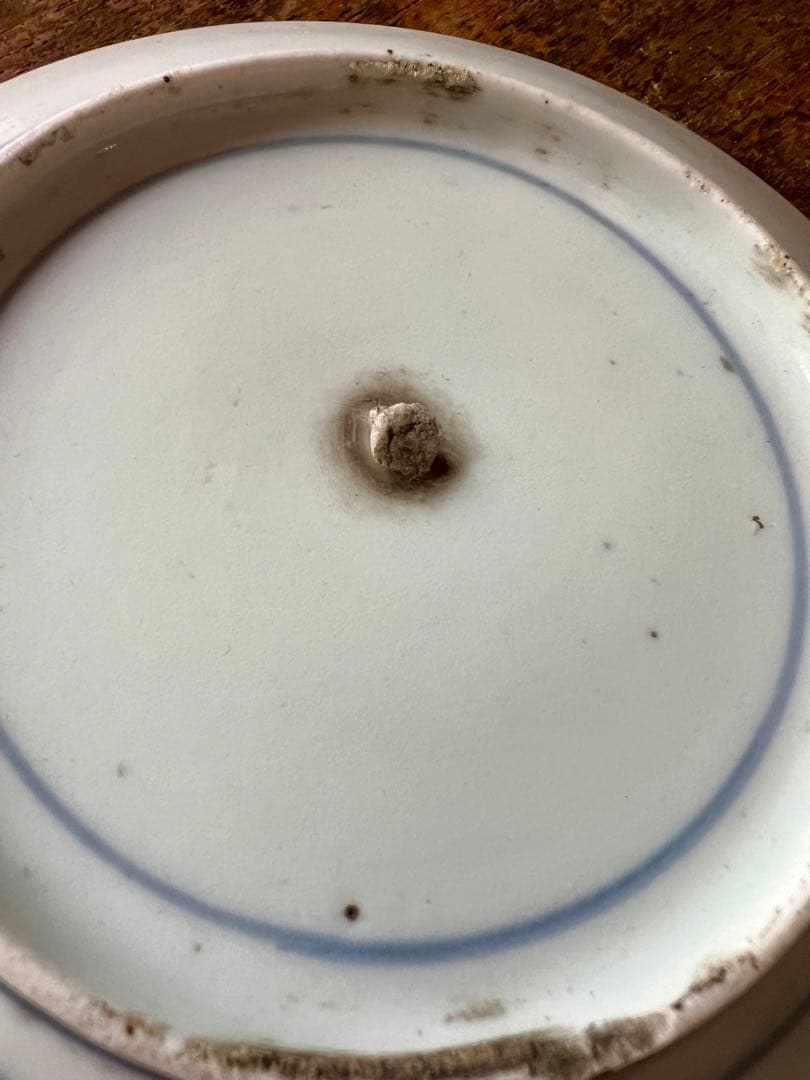 時代　古染付　雁の図　傷３枚セット　古伊万里　染付　食器　金直し練習用　古道具