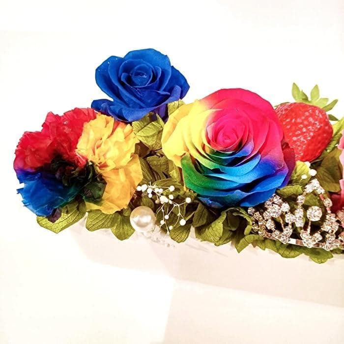 【高級プリザーブドフラワー】レインボーローズ レインボーカーネーションスクエア