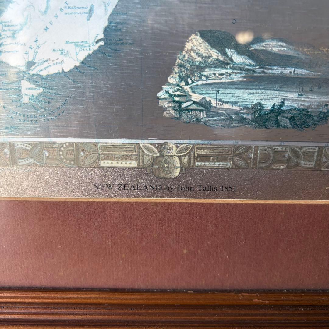 【アンティーク】額装 額縁 New Zealand ニュージーランド マップ