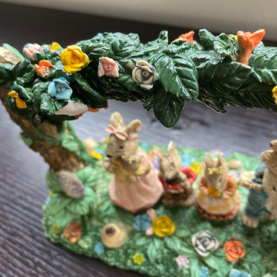 【希少】うさぎfamily家族　春 置物