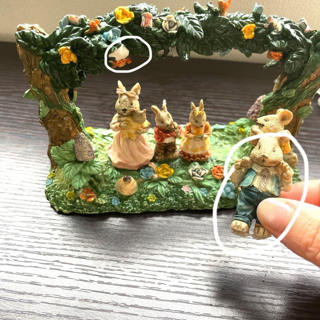 【希少】うさぎfamily家族　春 置物