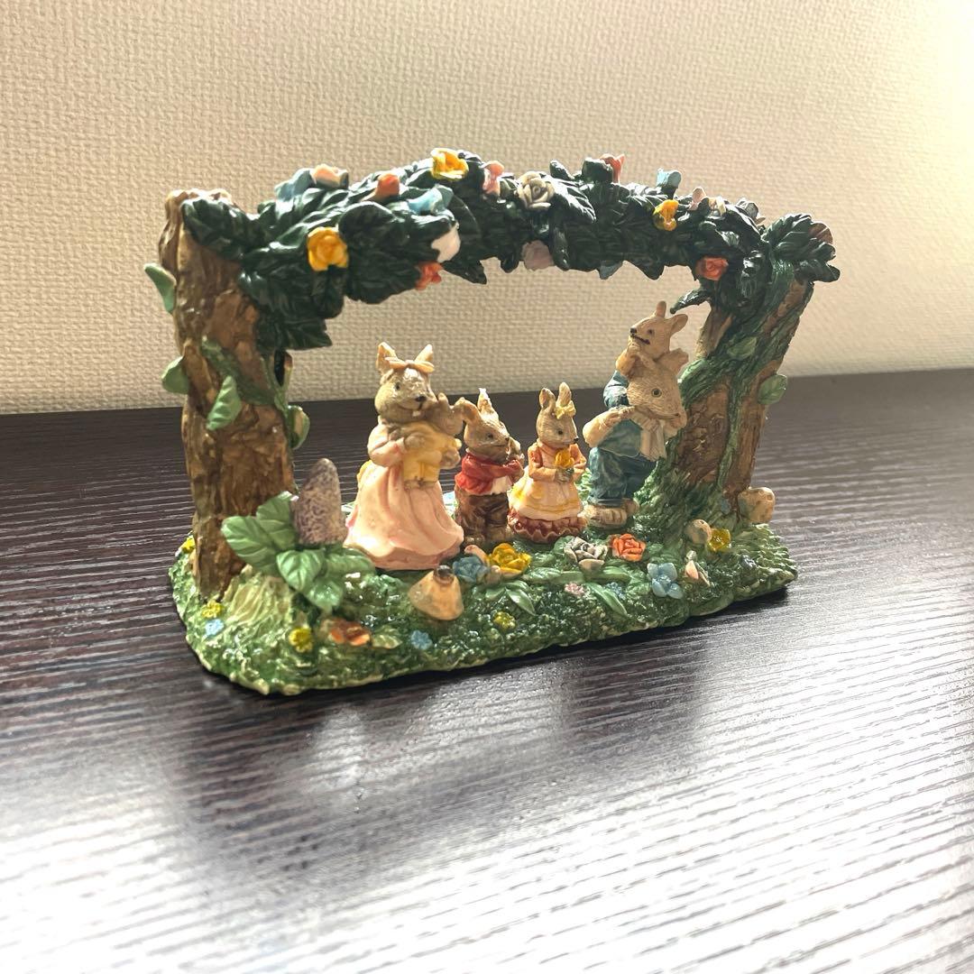 【希少】うさぎfamily家族　春 置物