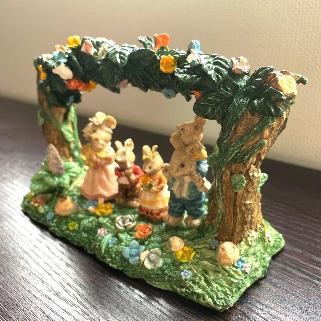 【希少】うさぎfamily家族　春 置物