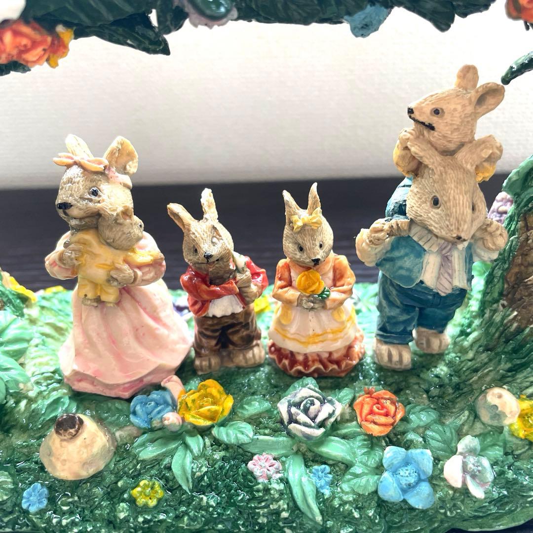 【希少】うさぎfamily家族　春 置物