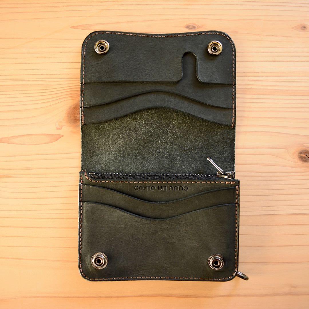 コンパクト ミドル トラッカーウォレット 手のひらサイズ イタリアンレザー