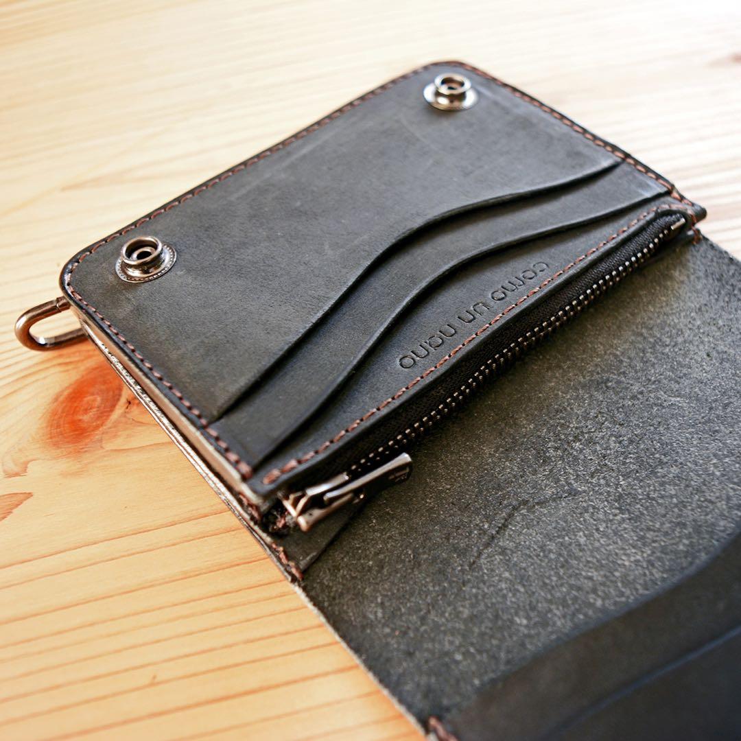 コンパクト ミドル トラッカーウォレット 手のひらサイズ イタリアンレザー