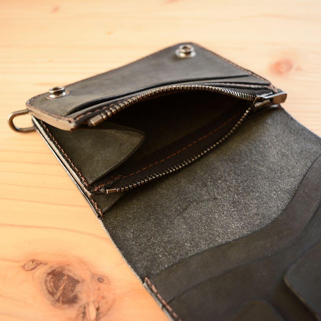 コンパクト ミドル トラッカーウォレット 手のひらサイズ イタリアンレザー