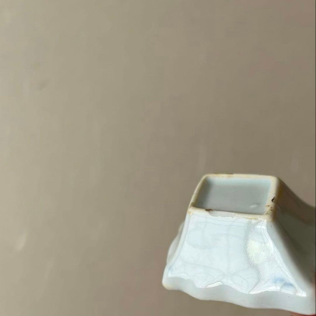 骨董　豆皿　福良雀　染付　菱形　印判　印判皿　小皿　アンティーク　南蛮人