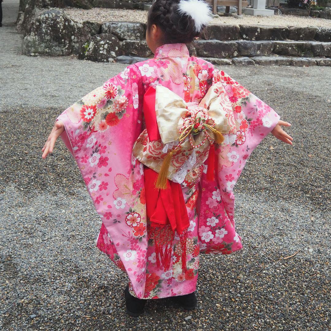 七五三 女の子 ピンク 着物セット 草履付き