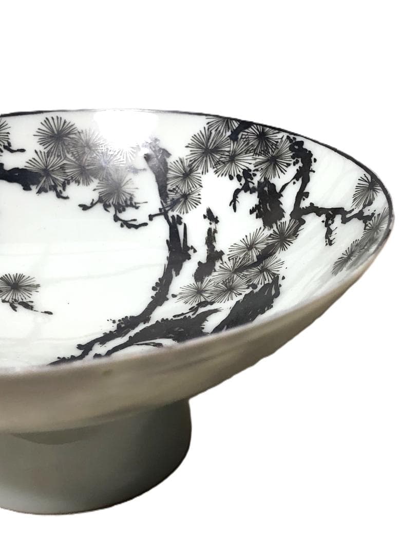 【 本銀色絵大盃 】　薄胎磁　高砂画　天保15年　瀬戸焼骨董