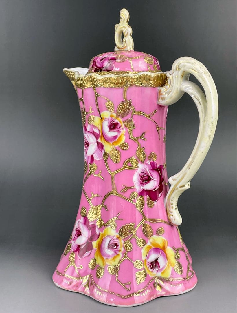 【専用】オールドノリタケ 金盛り 薔薇紋 ピンク ゴールド チョコレートポット