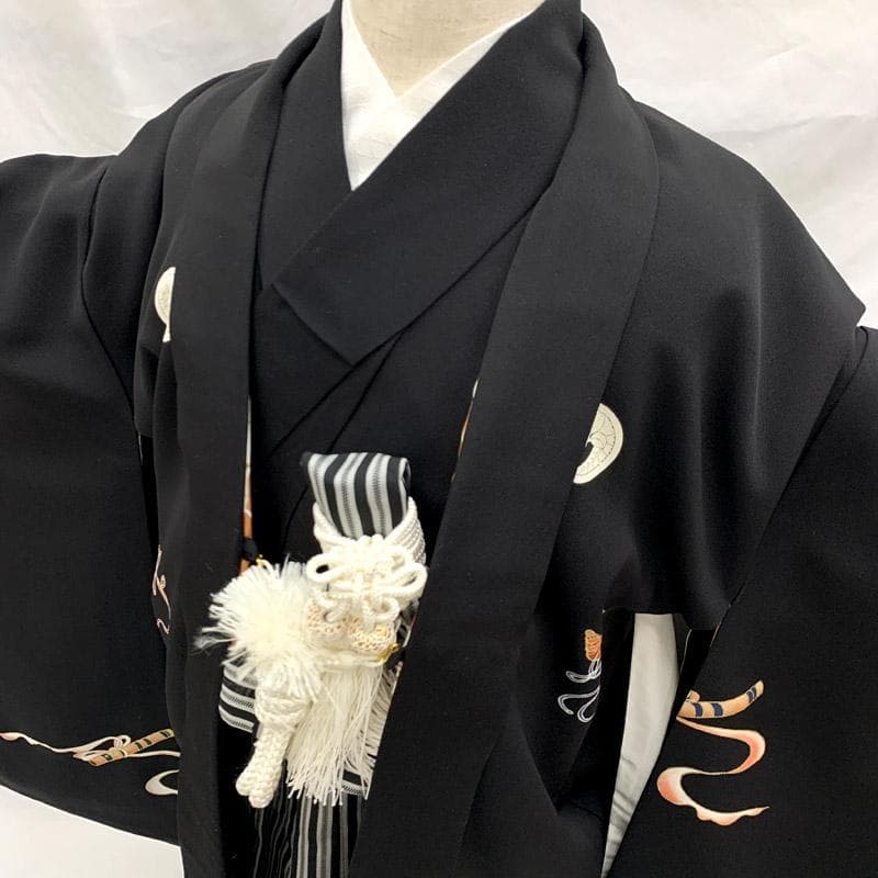 507ab46■お宮参り 七五三 五歳 男児 着物&羽織&袴&角帯■状態良好