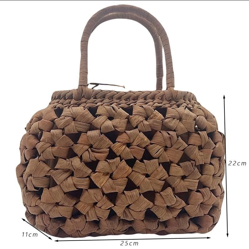 山葡萄 大きな六角花結び編み 山葡萄 かごバッグ 手編み 手提げ 内布付きB