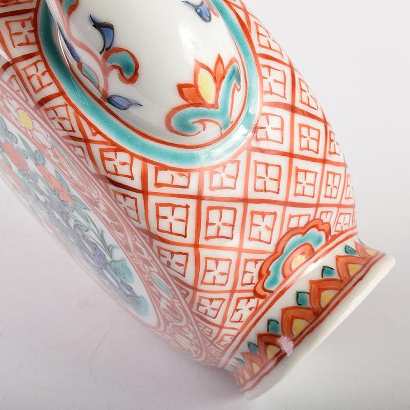 平安　渓仙造　扁壷色絵花鳥図　水注　共箱　M　R5047