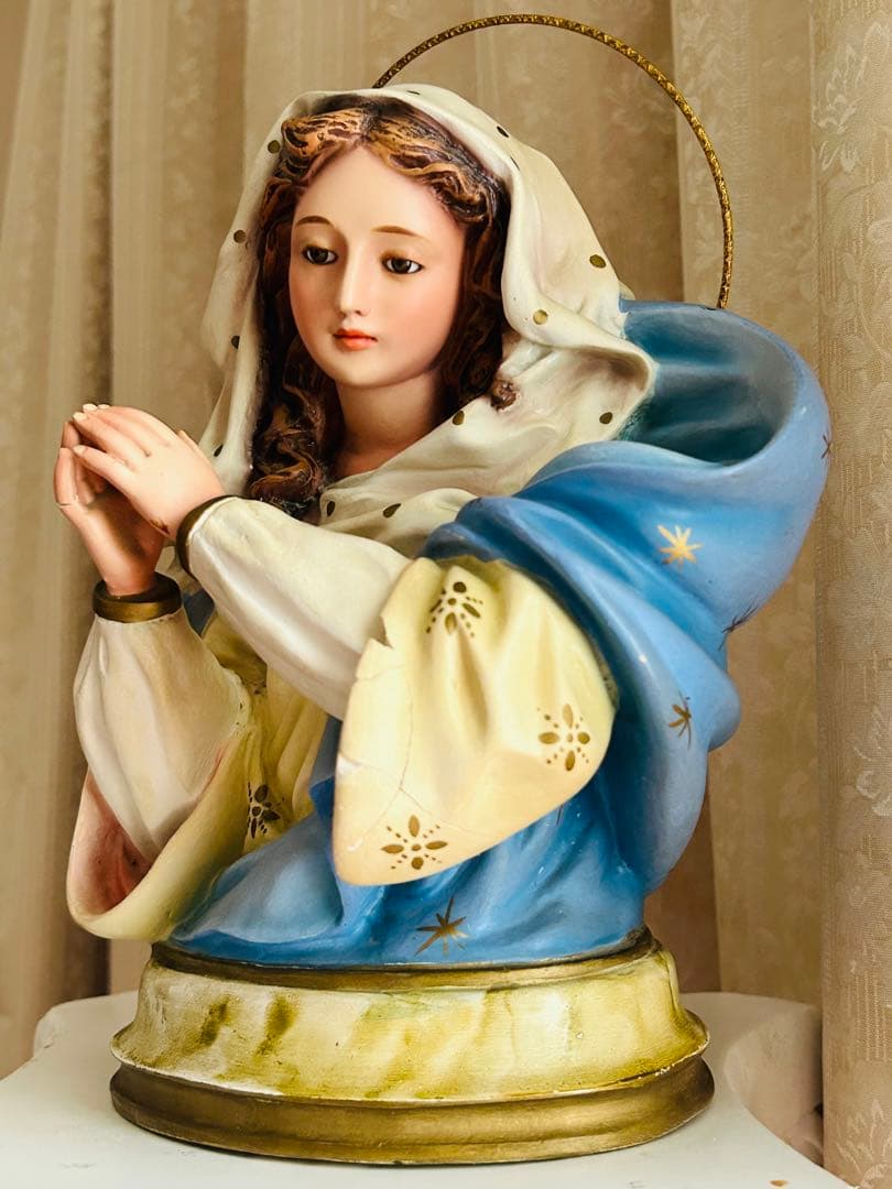 【訳あり超希少品】美顔の聖母マリア半身像　アンティーク