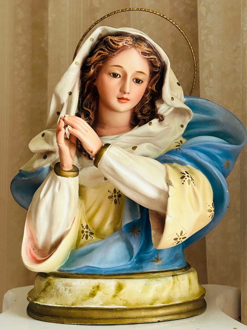 【訳あり超希少品】美顔の聖母マリア半身像　アンティーク